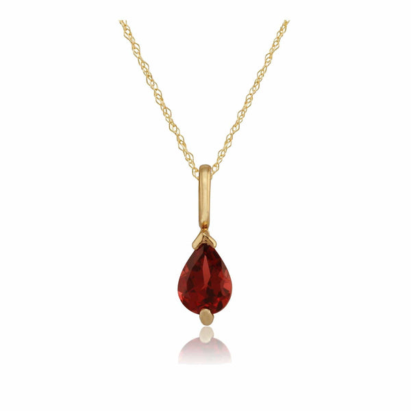 gemondo Classic Pear Garnet Pendant in 9ct Yellow Gold