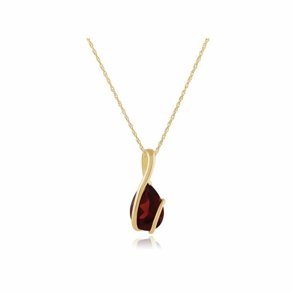 gemondo Classic Pear Garnet Pendant in 9ct Yellow Gold
