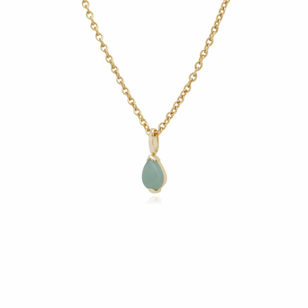 Gemondo Classic Pear Green Jade Claw Set Single Stone Pendant In 9ct Yellow Gold