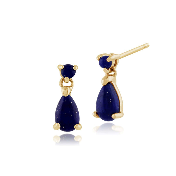 gemondo Classic Pear Lapis Lazuli Drop Earrings in 9ct Yellow Gold