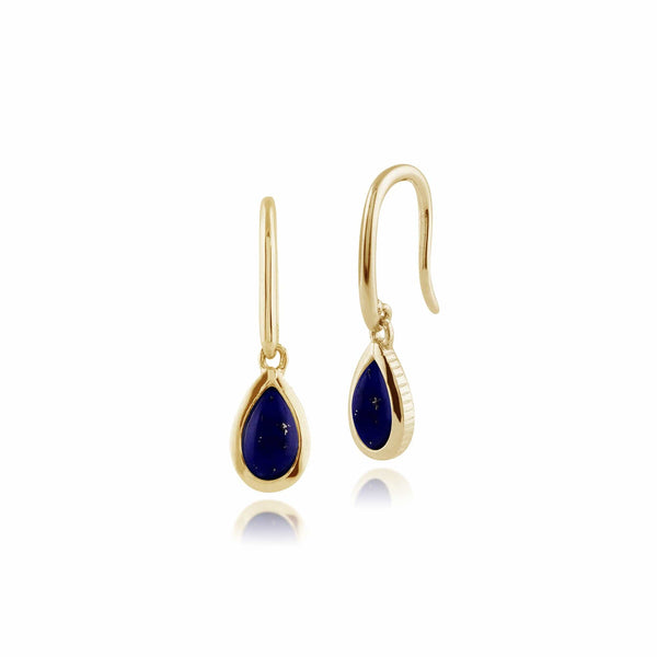 gemondo Classic Pear Lapis Lazuli Drop Earrings in 9ct Yellow Gold