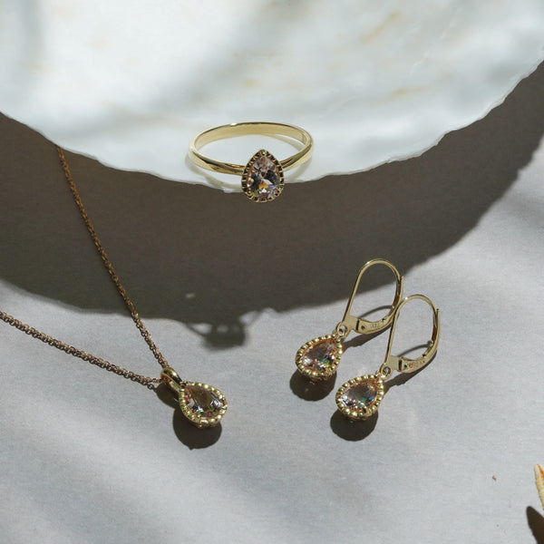 Gemondo Classic Pear Morganite Ring In 9ct Yellow Gold