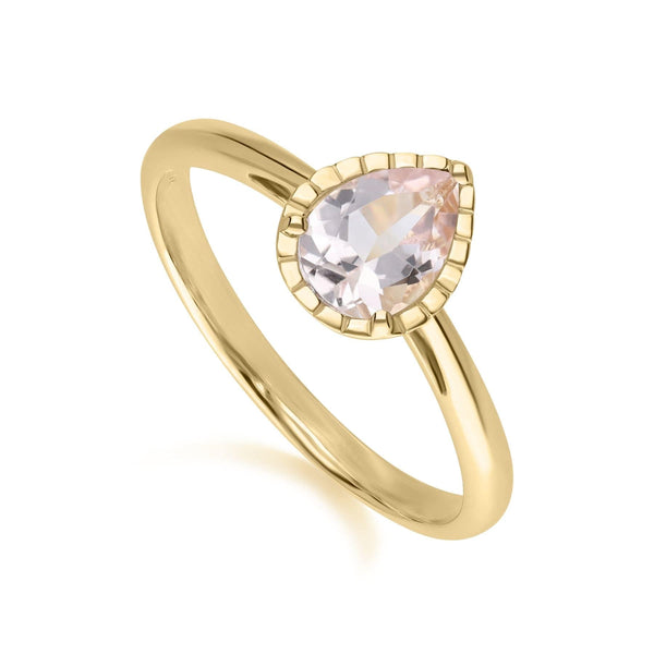 Gemondo Classic Pear Morganite Ring In 9ct Yellow Gold