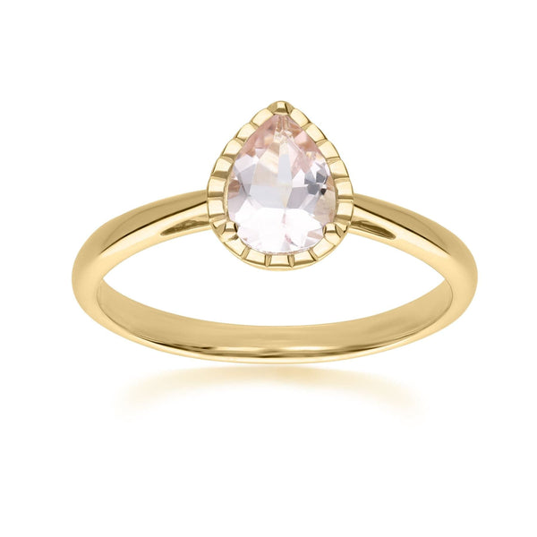 gemondo Classic Pear Morganite Ring in 9ct Yellow Gold