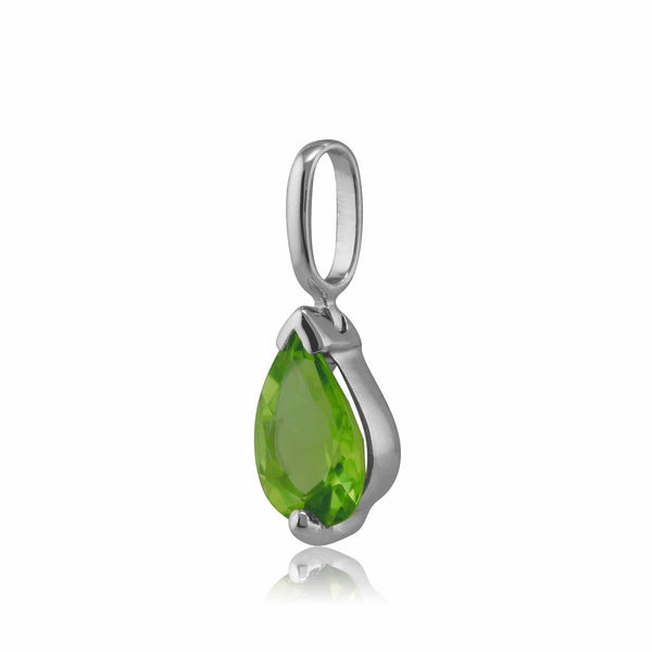 Gemondo Classic Pear Peridot Pendant In 9ct White Gold