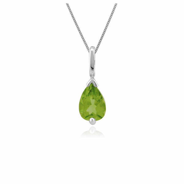 gemondo Classic Pear Peridot Pendant in 9ct White Gold