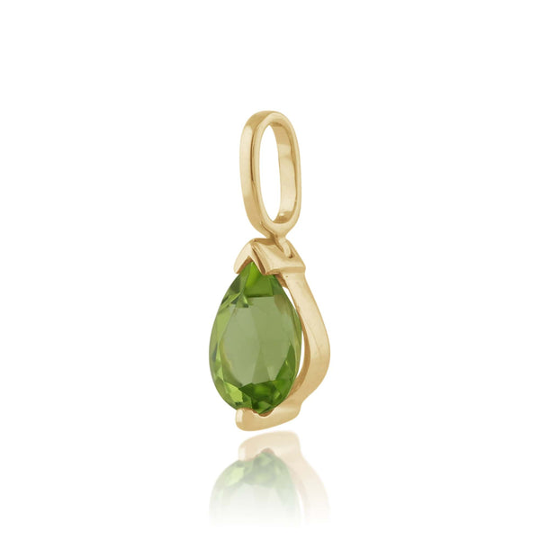 Gemondo Classic Pear Peridot Pendant In 9ct Yellow Gold