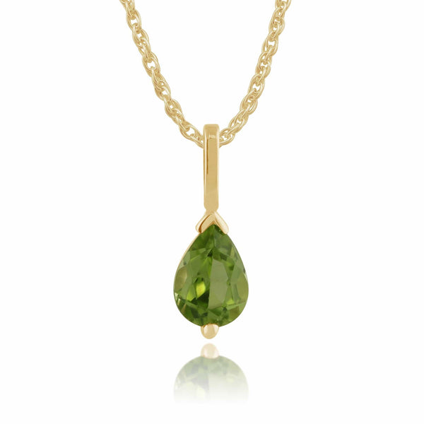 gemondo Classic Pear Peridot Pendant in 9ct Yellow Gold