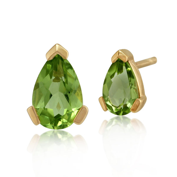 gemondo Classic Pear Peridot Stud Earrings in 9ct Yellow Gold