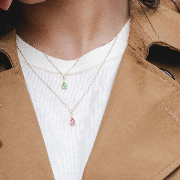 Gemondo Classic Pear Ruby & Diamond Pendant Necklace In 9ct Yellow Gold