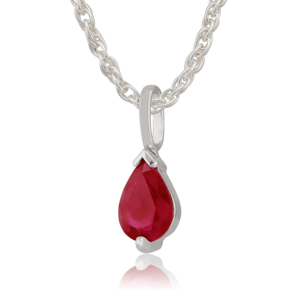 Gemondo Classic Pear Ruby Pendant In 9ct White Gold
