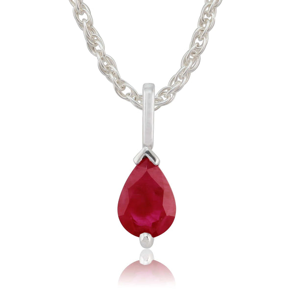 gemondo Classic Pear Ruby Pendant in 9ct White Gold