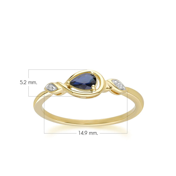 Gemondo Classic Pear Sapphire & Diamond Ring In 9ct Yellow Gold