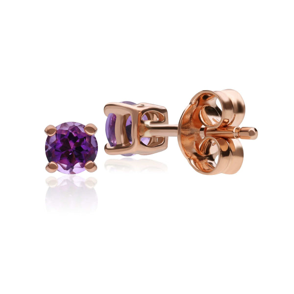 Gemondo Classic Round Amethyst Claw Set Stud Earrings In 9ct Rose Gold