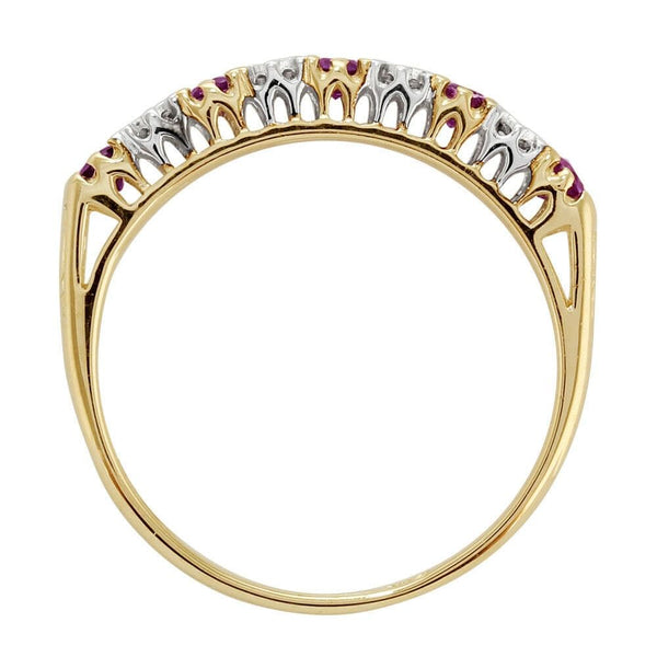 Gemondo Classic Round Amethyst & Diamond Half Eternity Ring In 9ct Yellow Gold