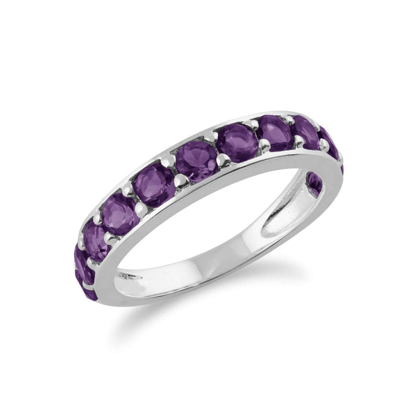 Gemondo Classic Round Amethyst Half Eternity Ring In 925 Sterling Silver