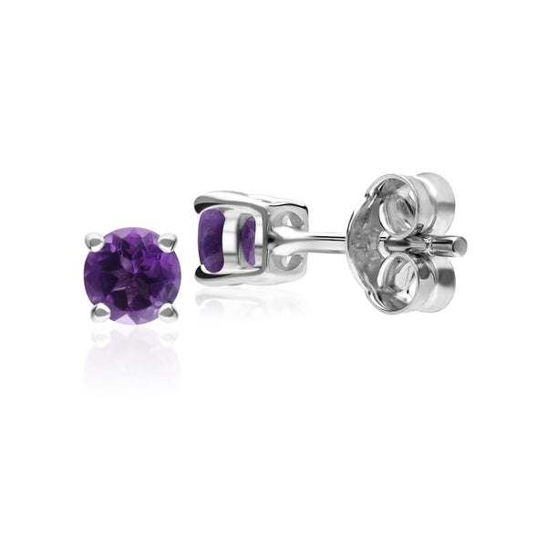 Gemondo Classic Round Amethyst Stud Earrings In 9ct White Gold 3.5mm