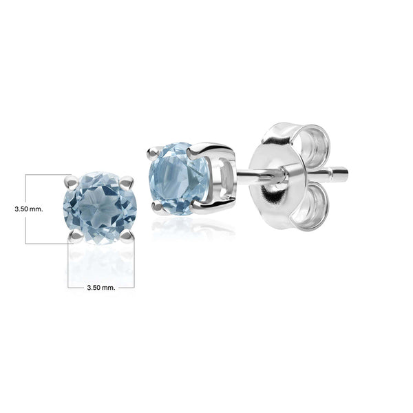 Gemondo Classic Round Aquamarine Stud Earrings In 9ct White Gold 3.5mm