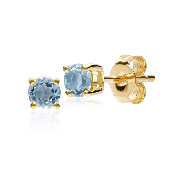 gemondo Classic Round Aquamarine Stud Earrings in 9ct Yellow Gold 3.5mm