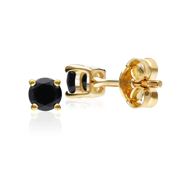 Gemondo Classic Round Black Onyx Stud Earrings In 9ct Yellow Gold 3.5mm