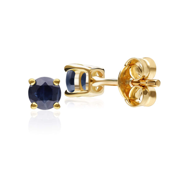 gemondo Classic Round Black Sapphire Stud Earrings in 9ct Yellow Gold 3.5mm