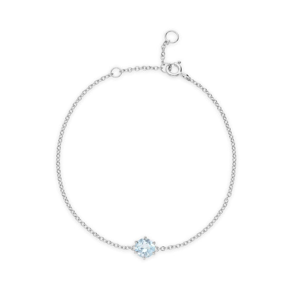 gemondo Classic Round Blue Topaz 6 Claw Set Single Stone Bracelet in 925 Sterling Silver