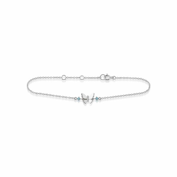 gemondo Classic Round Blue Topaz Butterfly Bracelet in 9ct White Gold