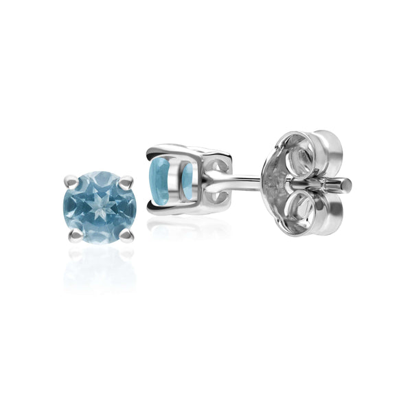 Gemondo Classic Round Blue Topaz Stud Earrings In 9ct White Gold 3.5mm