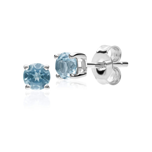 gemondo Classic Round Blue Topaz Stud Earrings in 9ct White Gold 3.5mm