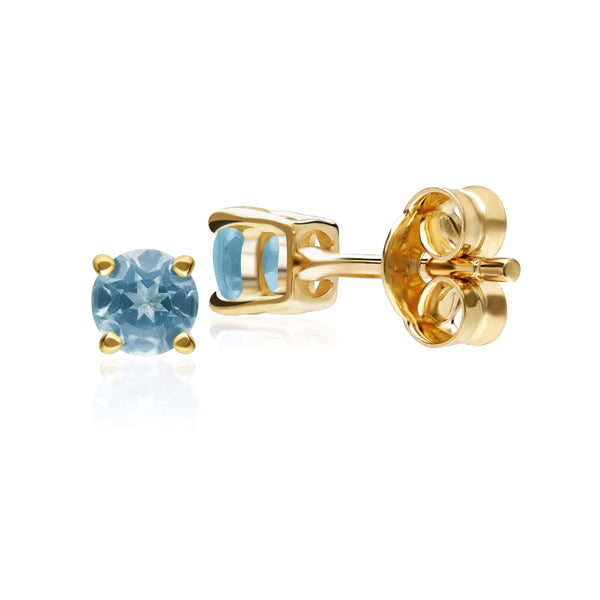 Gemondo Classic Round Blue Topaz Stud Earrings In 9ct Yellow Gold 3.5mm