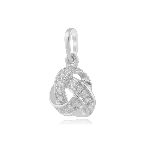 Gemondo Classic Round Diamond Love Knot Pendant In 9ct White Gold