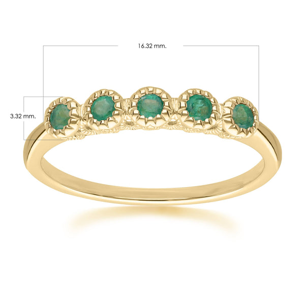 Gemondo Classic Round Emerald Five Stone Eternity Ring In 9ct Yellow Gold
