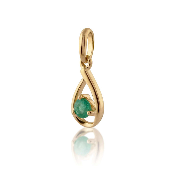 Gemondo Classic Round Emerald Pendant In 9ct Yellow Gold