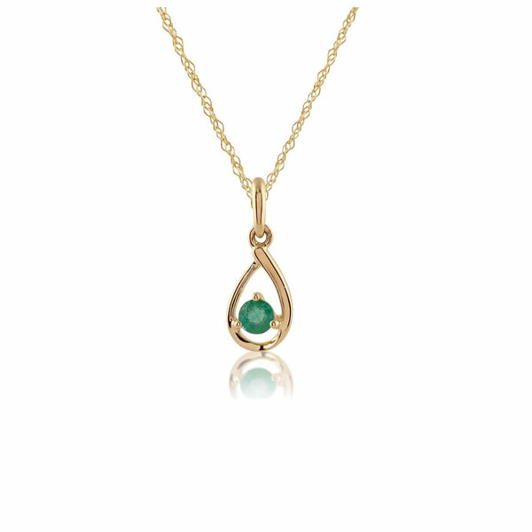 gemondo Classic Round Emerald Pendant in 9ct Yellow Gold