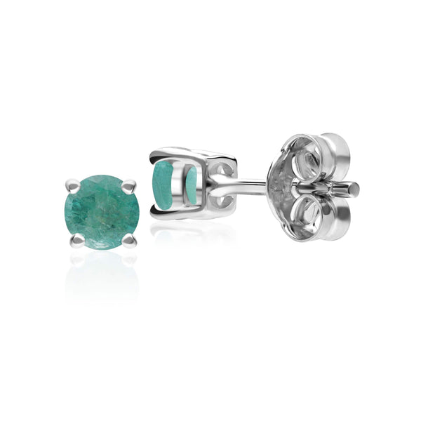Gemondo Classic Round Emerald Stud Earrings In 9ct White Gold 3.5mm