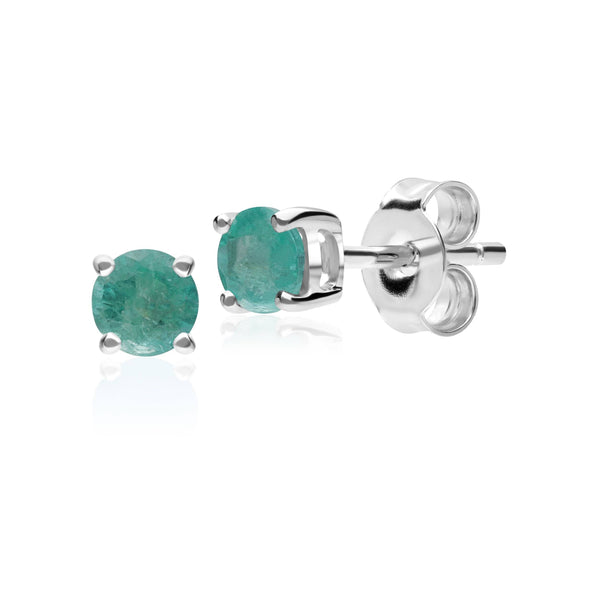 gemondo Classic Round Emerald Stud Earrings in 9ct White Gold 3.5mm