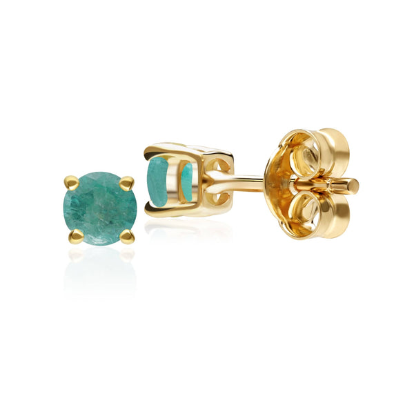 Gemondo Classic Round Emerald Stud Earrings In 9ct Yellow Gold 3.5mm