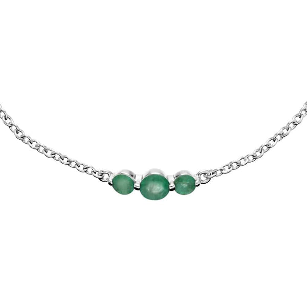 Gemondo Classic Round Emerald Three Stone Gradient Bracelet In 925 Sterling Silver