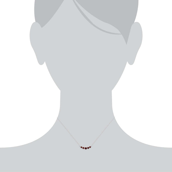 Gemondo Classic Round Garnet 5 Stone Gradient Necklace In 925 Sterling Silver