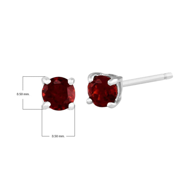 Gemondo Classic Round Garnet Stud Earrings In 9ct White Gold 3.5mm