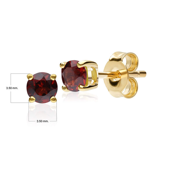 Gemondo Classic Round Garnet Stud Earrings In 9ct Yellow Gold 3.5mm