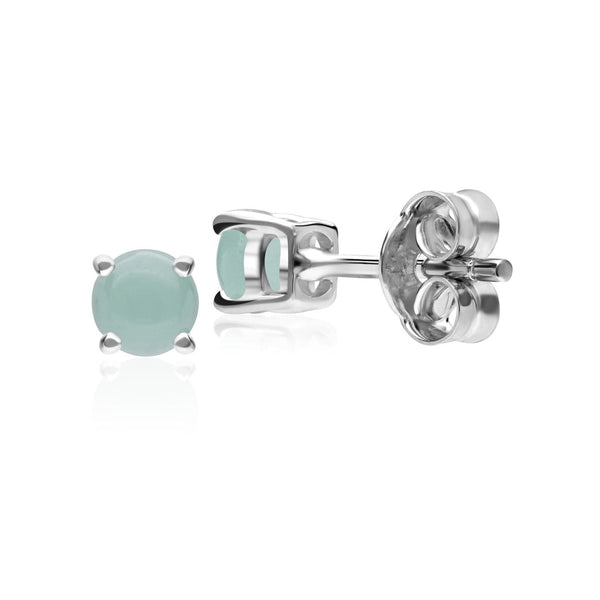 Gemondo Classic Round Jade Claw Set Stud Earrings In 9ct White Gold 3.5mm