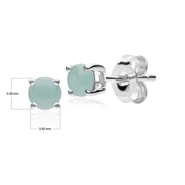 Gemondo Classic Round Jade Claw Set Stud Earrings In 9ct White Gold 3.5mm