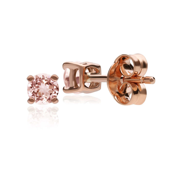 Gemondo Classic Round Morganite Claw Set Stud Earrings In 9ct Rose Gold