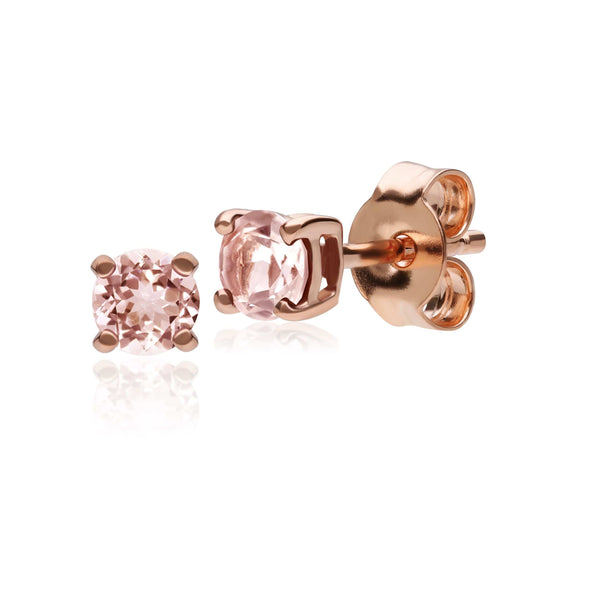 gemondo Classic Round Morganite Claw Set Stud Earrings in 9ct Rose Gold