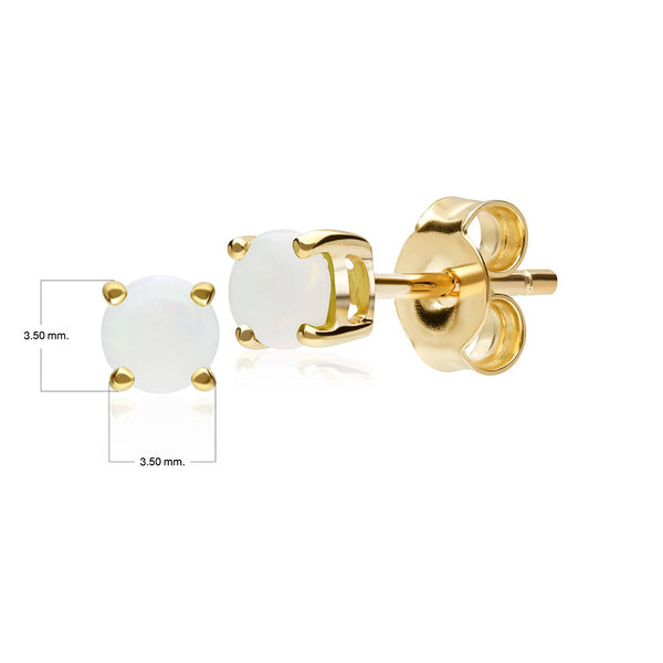 Gemondo Classic Round Opal Cabochon Stud Earrings In 9ct Yellow Gold 3.5mm