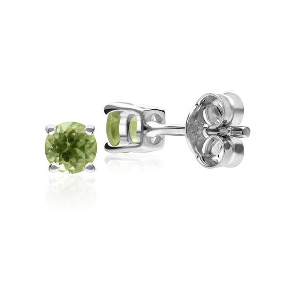 Gemondo Classic Round Peridot Stud Earrings In 9ct White Gold 3.5mm