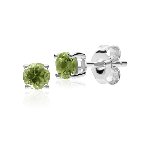 gemondo Classic Round Peridot Stud Earrings in 9ct White Gold 3.5mm