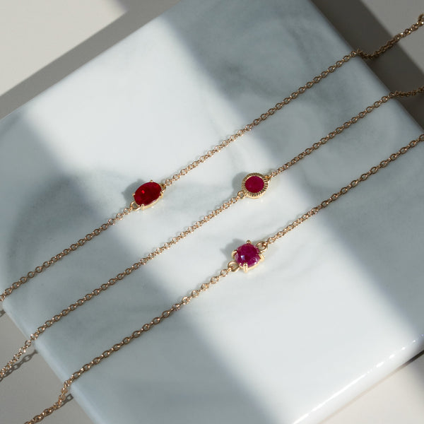 Gemondo Classic Round Ruby Checkerboard Bracelet In 9ct Yellow Gold