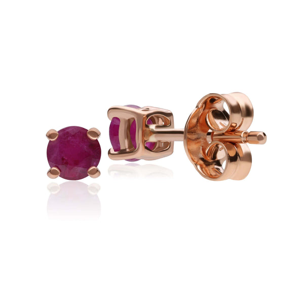 Gemondo Classic Round Ruby Claw Set Stud Earrings In 9ct Rose Gold